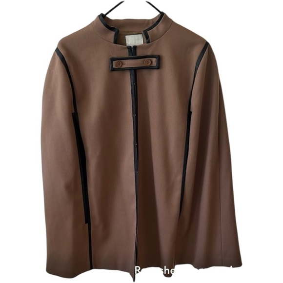 Plus Size Women’s Sejour Brown Cape Coat with Black Trim size 1X - Picture 1 of 3